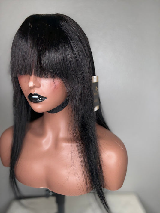 Black Color straight wig bang